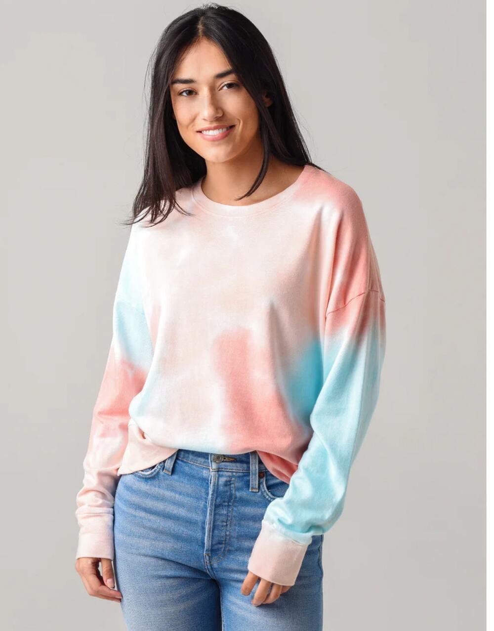 SUNDRY WOMEN'S MULTICOLOR TIE-DYE TERRY OVERSIZE SWEATSHIRT 1 S